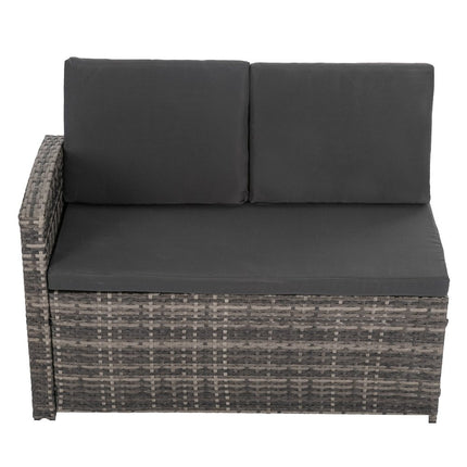 Eden 4-Seater Outdoor Lounge Set with Coffee Table in Black-Stylish Textile and Rope Design.