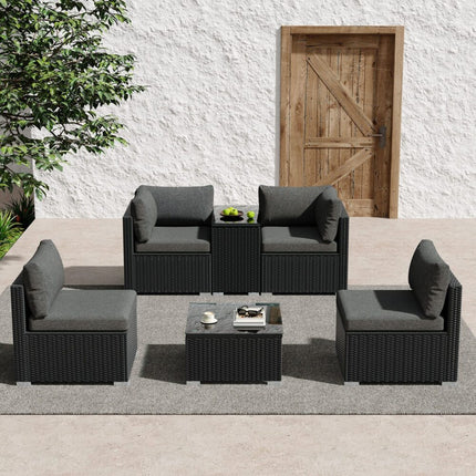 Black Wicker End Table.