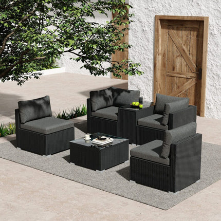 Black Wicker End Table.