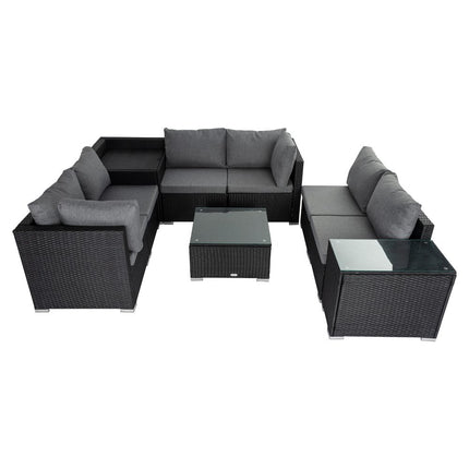 Outdoor Modular Lounge Sofa with Wicker End Table Set.