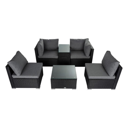 Outdoor Modular Lounge Sofa with Wicker End Table Set.