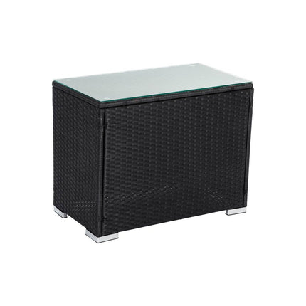 Outdoor Modular Lounge Sofa with Wicker End Table Set.