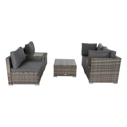 Outdoor Modular Lounge Sofa with Wicker End Table Set.