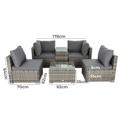 Outdoor Modular Lounge Sofa with Wicker End Table Set.