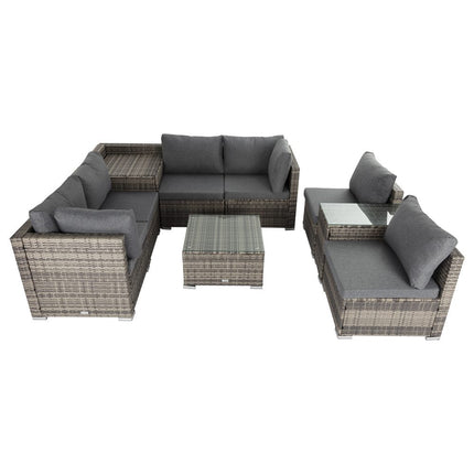 Outdoor Modular Lounge Sofa with Wicker End Table Set.