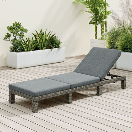 Grey Rattan Sunbed with Adjustable Recline.