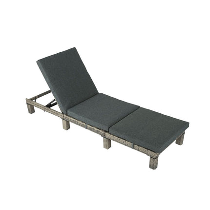 Grey Rattan Sunbed with Adjustable Recline.