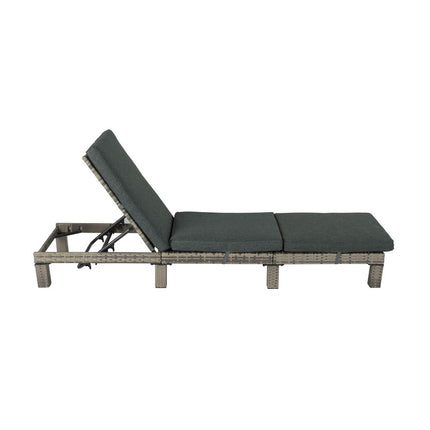 Grey Rattan Sunbed with Adjustable Recline.