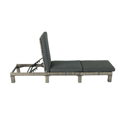 Grey Rattan Sunbed with Adjustable Recline.