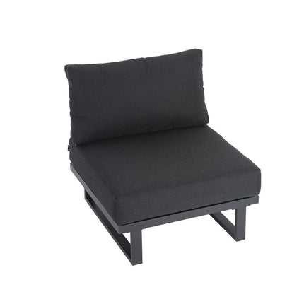 Modern Outdoor 7 Piece Lounge Set with Slatted Polywood Design Tables.