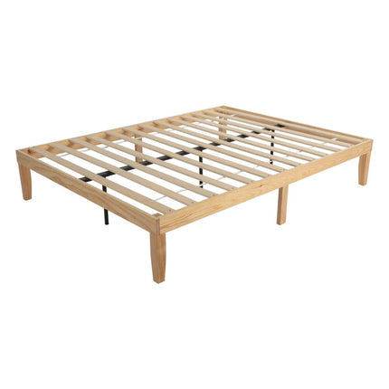 Warm Wooden Natural Bed Base Frame – Queen.