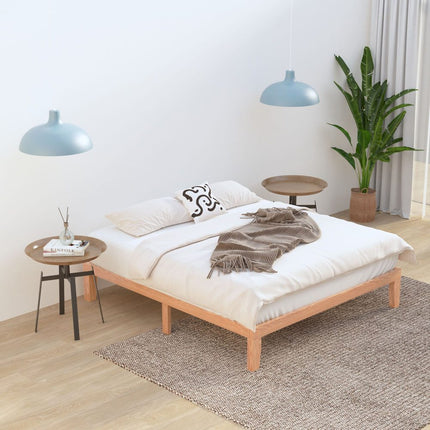 Warm Wooden Natural Bed Base Frame – Queen.