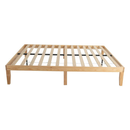 Warm Wooden Natural Bed Base Frame – Queen.