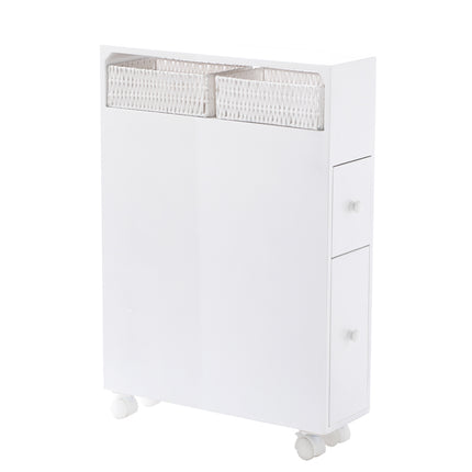 Removable Bathroom Side Cabinet Toilet Caddy with Storage Drawers- White.