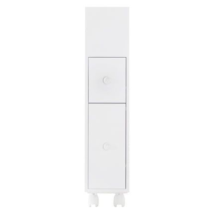 Removable Bathroom Side Cabinet Toilet Caddy with Storage Drawers- White.