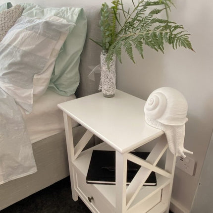 2-tier Bedside Table with Storage Drawer 2 PC Rustic White.