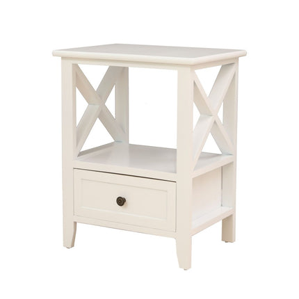 2-tier Bedside Table with Storage Drawer 2 PC Rustic White.