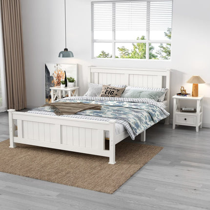 2-tier Bedside Table with Storage Drawer 2 PC Rustic White.