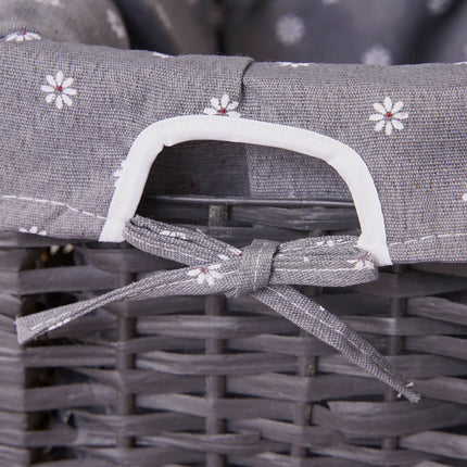 Grey Bedside Table with Wicker Basket.