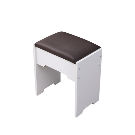 Diana Vanity Set with Shelves Cushioned Stool and Lighted Mirror- White.