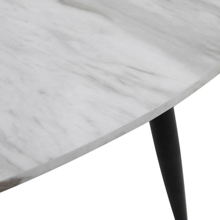 White Marble Effect Round Coffee Table with Gold Legs.