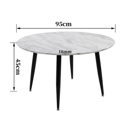 White Marble Effect Round Coffee Table with Gold Legs.