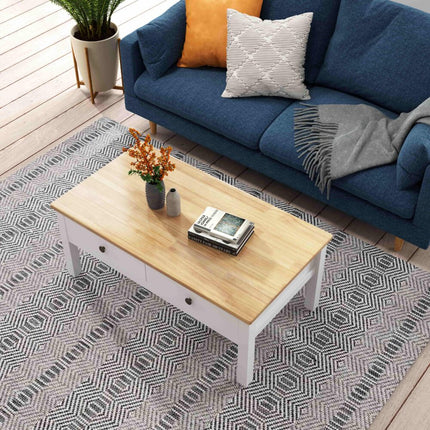 Luxe Ribbed Round Coffee Table Wooden.