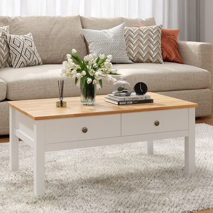 Luxe Ribbed Round Coffee Table Wooden.