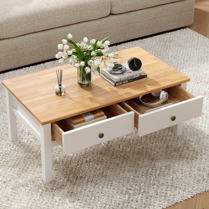 Luxe Ribbed Round Coffee Table Wooden.