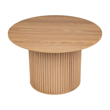 Luxe Ribbed Round Coffee Table Wooden.