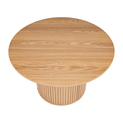 Luxe Ribbed Round Coffee Table Wooden.