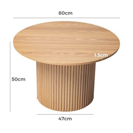 Luxe Ribbed Round Coffee Table Wooden.