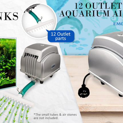 Aquarium Air Pump Oxygen Hydroponic 12 Outlet 4500L/H 65W.