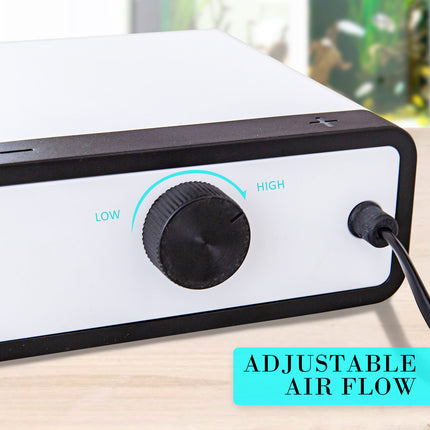 Aquarium Air Pump Oxygen Hydroponic 4 Outlet 670L/H 8W WHITE.