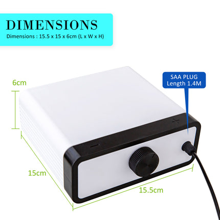 Aquarium Air Pump Oxygen Hydroponic 4 Outlet 670L/H 8W WHITE.