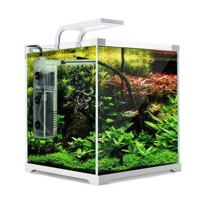 Aquarium Starfire Glass Fish Tank Set Filter Pump 16L.