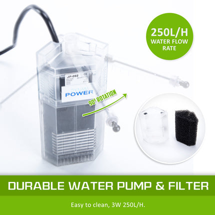 Aquarium Starfire Glass Fish Tank Set Filter Pump 16L.