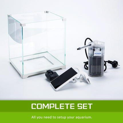 Aquarium Starfire Glass Fish Tank Set Filter Pump 16L.