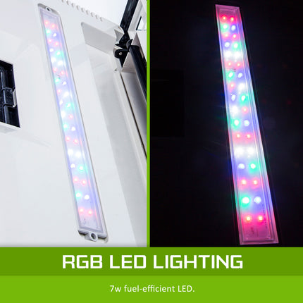 Aquarium Curved Glass RGB LED Fish Tank Set Filter Pump 52L.