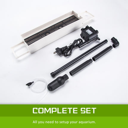 Aquarium Curved Glass RGB LED Fish Tank Set Filter Pump 52L.