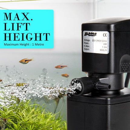 Aquarium Submersible Filter Pond Pump 600L/H 8W 1m.