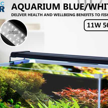 11W Aquarium Blue White LED Light for Tank 50-70cm.
