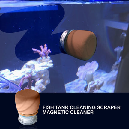 Fish Tank Corner Moss Magnet Scraper Glass Algae Cleaner Magnetic Scrubber BROWN.