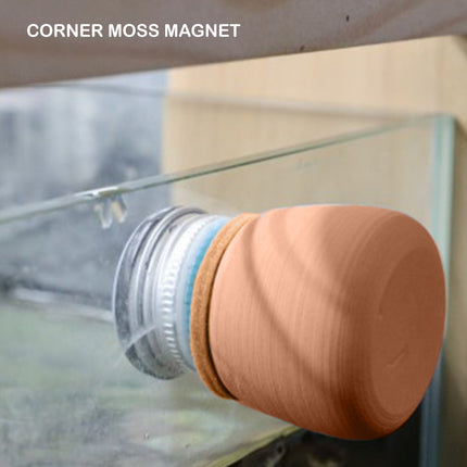 Fish Tank Corner Moss Magnet Scraper Glass Algae Cleaner Magnetic Scrubber BROWN.