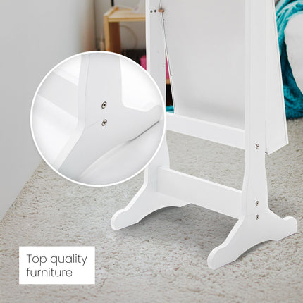 Mirror Jewellery Cabinet Organiser 2 Drawers LOWE 146cm WHITE.