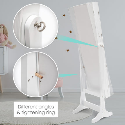 Mirror Jewellery Cabinet Organiser 2 Drawers LOWE 146cm WHITE.