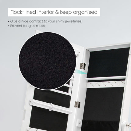 Mirror Jewellery Cabinet Organiser 2 Drawers LOWE 146cm WHITE.
