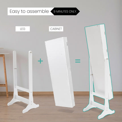 Mirror Jewellery Cabinet Organiser 2 Drawers LOWE 146cm WHITE.