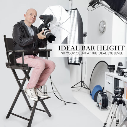 2X Director Movie Folding Tall Chair 76cm DARK HUMOR.