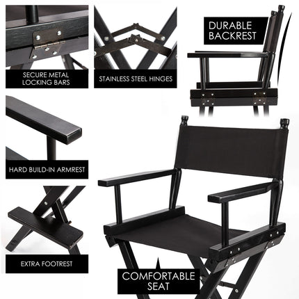 2X Director Movie Folding Tall Chair 76cm DARK HUMOR.